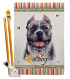 Black Pitbull Happiness - Pets Nature Vertical Impressions Decorative Flags HG110154 Made In USA