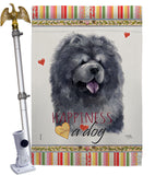 Black Chow Chow Happiness - Pets Nature Vertical Impressions Decorative Flags HG110156 Made In USA