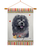 Black Chow Chow Happiness - Pets Nature Vertical Impressions Decorative Flags HG110156 Made In USA