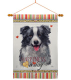 Border Collie Happiness - Pets Nature Vertical Impressions Decorative Flags HG110158 Made In USA