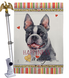 Boston Terrier Happiness - Pets Nature Vertical Impressions Decorative Flags HG110159 Made In USA