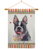 Boston Terrier Happiness - Pets Nature Vertical Impressions Decorative Flags HG110159 Made In USA