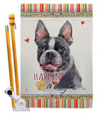 Boston Terrier Happiness - Pets Nature Vertical Impressions Decorative Flags HG110159 Made In USA