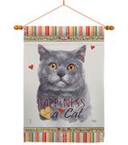 Blue British Short Hair Happiness - Pets Nature Vertical Impressions Decorative Flags HG110162 Made In USA