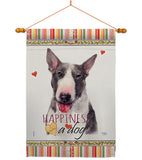 Bull Terrier Happiness - Pets Nature Vertical Impressions Decorative Flags HG110163 Made In USA