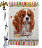 Charles Spaniel Happiness - Pets Nature Vertical Impressions Decorative Flags HG110165 Made In USA