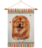 Chow Chow Happiness - Pets Nature Vertical Impressions Decorative Flags HG110169 Made In USA