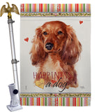 Long Hair Dachshund Happiness - Pets Nature Vertical Impressions Decorative Flags HG110170 Made In USA