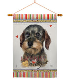 Wire Haired Dachshund Happiness - Pets Nature Vertical Impressions Decorative Flags HG110171 Made In USA