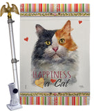 Long Hair Dilute Calico Happiness - Pets Nature Vertical Impressions Decorative Flags HG110174 Made In USA