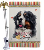 Bernese Cattle Happiness - Pets Nature Vertical Impressions Decorative Flags HG110183 Made In USA