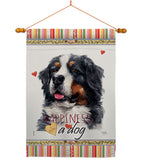 Bernese Cattle Happiness - Pets Nature Vertical Impressions Decorative Flags HG110183 Made In USA