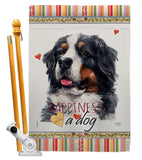 Bernese Cattle Happiness - Pets Nature Vertical Impressions Decorative Flags HG110183 Made In USA