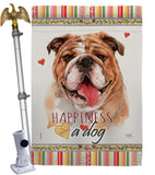 Bulldog Happiness - Pets Nature Vertical Impressions Decorative Flags HG110188 Made In USA