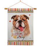 Bulldog Happiness - Pets Nature Vertical Impressions Decorative Flags HG110188 Made In USA