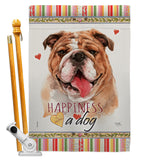 Bulldog Happiness - Pets Nature Vertical Impressions Decorative Flags HG110188 Made In USA