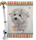 Maltese Happiness - Pets Nature Vertical Impressions Decorative Flags HG110194 Made In USA