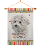 Maltese Happiness - Pets Nature Vertical Impressions Decorative Flags HG110194 Made In USA