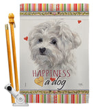 Maltese Happiness - Pets Nature Vertical Impressions Decorative Flags HG110194 Made In USA