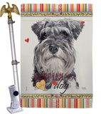 Miniature Schnauzer Happiness - Pets Nature Vertical Impressions Decorative Flags HG110197 Made In USA