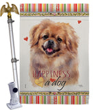 Pekingese Happiness - Pets Nature Vertical Impressions Decorative Flags HG110201 Made In USA