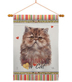 Persian Long Hair Happiness - Pets Nature Vertical Impressions Decorative Flags HG110203 Made In USA