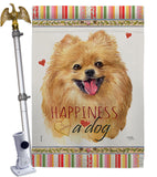 Pomeranian Happiness - Pets Nature Vertical Impressions Decorative Flags HG110206 Made In USA