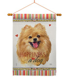 Pomeranian Happiness - Pets Nature Vertical Impressions Decorative Flags HG110206 Made In USA