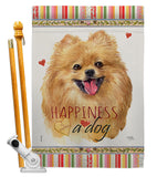 Pomeranian Happiness - Pets Nature Vertical Impressions Decorative Flags HG110206 Made In USA