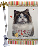 Mitted Ragdoll Happiness - Pets Nature Vertical Impressions Decorative Flags HG110213 Made In USA