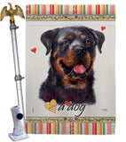 Rottweiler Happiness - Pets Nature Vertical Impressions Decorative Flags HG110214 Made In USA