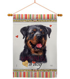 Rottweiler Happiness - Pets Nature Vertical Impressions Decorative Flags HG110214 Made In USA