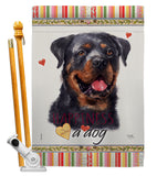 Rottweiler Happiness - Pets Nature Vertical Impressions Decorative Flags HG110214 Made In USA