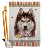 Brown Siberian Husky Happiness - Pets Nature Vertical Impressions Decorative Flags HG110222 Made In USA