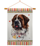 St. Bernard Dog Happiness - Pets Nature Vertical Impressions Decorative Flags HG110226 Made In USA