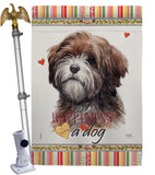 Brown Tibetan Terrier Happiness - Pets Nature Vertical Impressions Decorative Flags HG110229 Made In USA