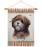 Brown Tibetan Terrier Happiness - Pets Nature Vertical Impressions Decorative Flags HG110229 Made In USA