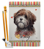 Brown Tibetan Terrier Happiness - Pets Nature Vertical Impressions Decorative Flags HG110229 Made In USA