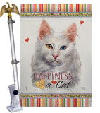 Turkish Angora Happiness - Pets Nature Vertical Impressions Decorative Flags HG110230 Made In USA