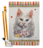 Turkish Angora Happiness - Pets Nature Vertical Impressions Decorative Flags HG110230 Made In USA