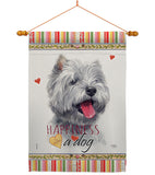 Westie Happiness - Pets Nature Vertical Impressions Decorative Flags HG110232 Made In USA