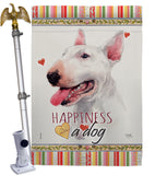 White Bull Terrier Happiness - Pets Nature Vertical Impressions Decorative Flags HG110233 Made In USA