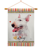 White Bull Terrier Happiness - Pets Nature Vertical Impressions Decorative Flags HG110233 Made In USA