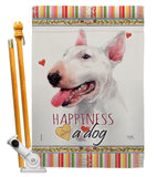 White Bull Terrier Happiness - Pets Nature Vertical Impressions Decorative Flags HG110233 Made In USA