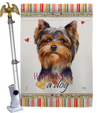 Torkshire Terrier Happiness - Pets Nature Vertical Impressions Decorative Flags HG110234 Made In USA