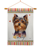 Torkshire Terrier Happiness - Pets Nature Vertical Impressions Decorative Flags HG110234 Made In USA