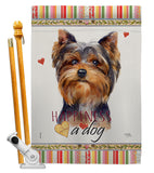 Torkshire Terrier Happiness - Pets Nature Vertical Impressions Decorative Flags HG110234 Made In USA