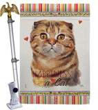 Scottish Fold Happiness - Pets Nature Vertical Impressions Decorative Flags HG110237 Made In USA