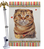 Scottish Fold Happiness - Pets Nature Vertical Impressions Decorative Flags HG110237 Made In USA