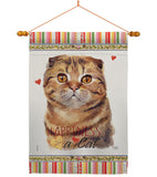 Scottish Fold Happiness - Pets Nature Vertical Impressions Decorative Flags HG110237 Made In USA